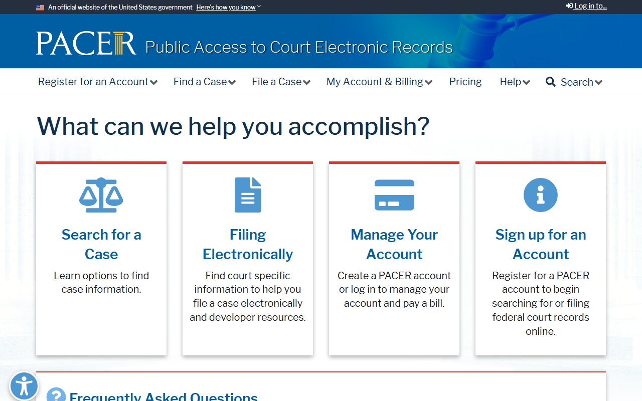 Montgomery County court dockets PACER federal court records