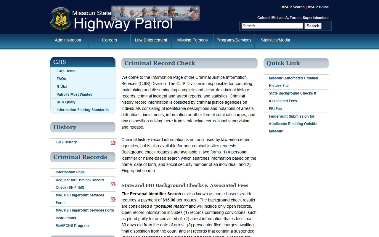Montgomery County criminal court records MSHP criminal record checks
