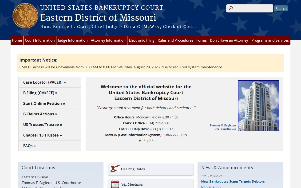 Montgomery County Circuit Court and Eastern District bankruptcy court boundary