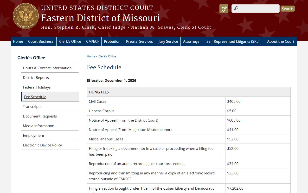 Montgomery County Circuit Court federal fee schedule distinction