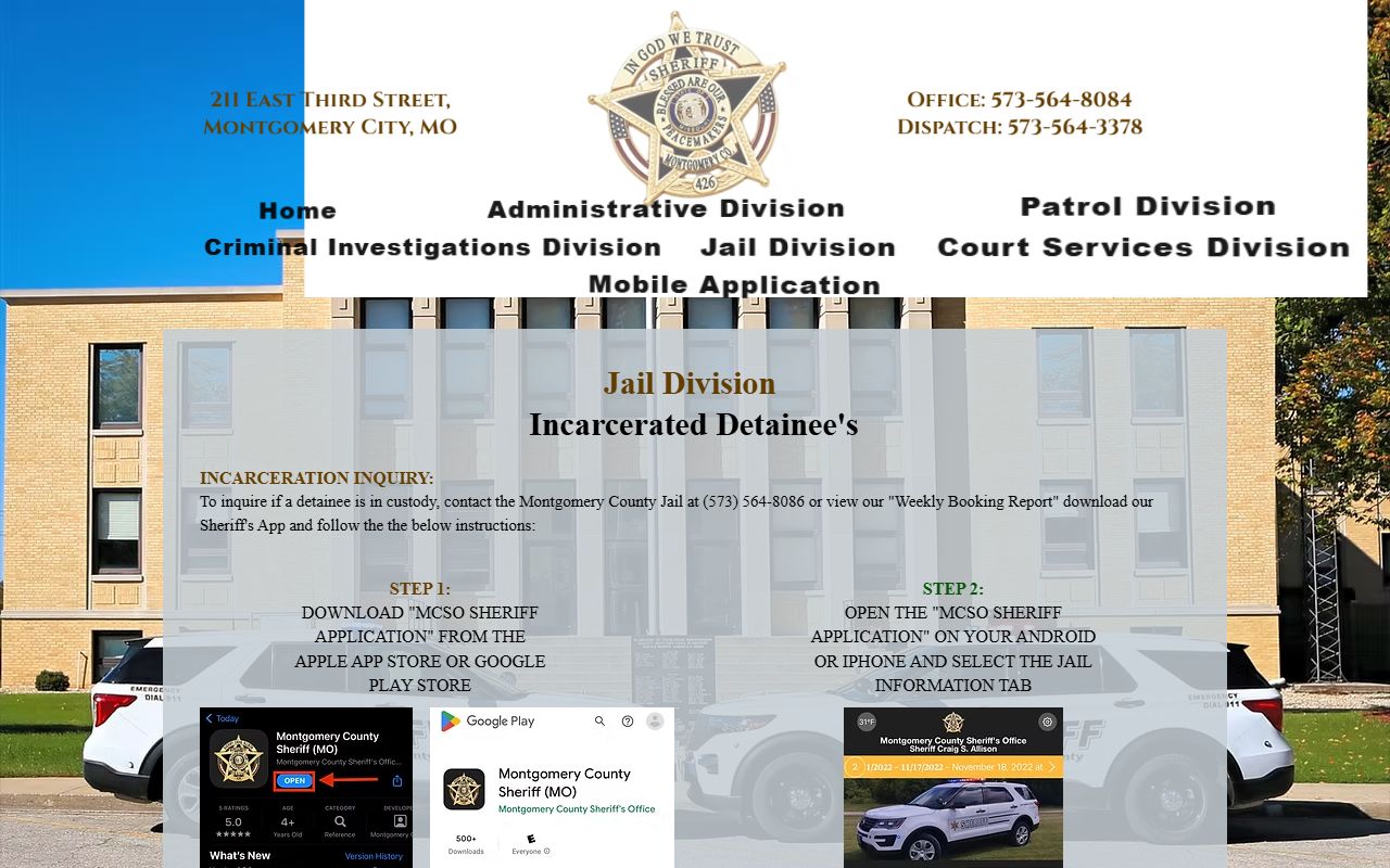 Montgomery County inmate search incarcerated detainee instructions