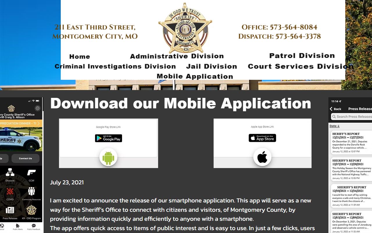 Montgomery County inmate search sheriff mobile application