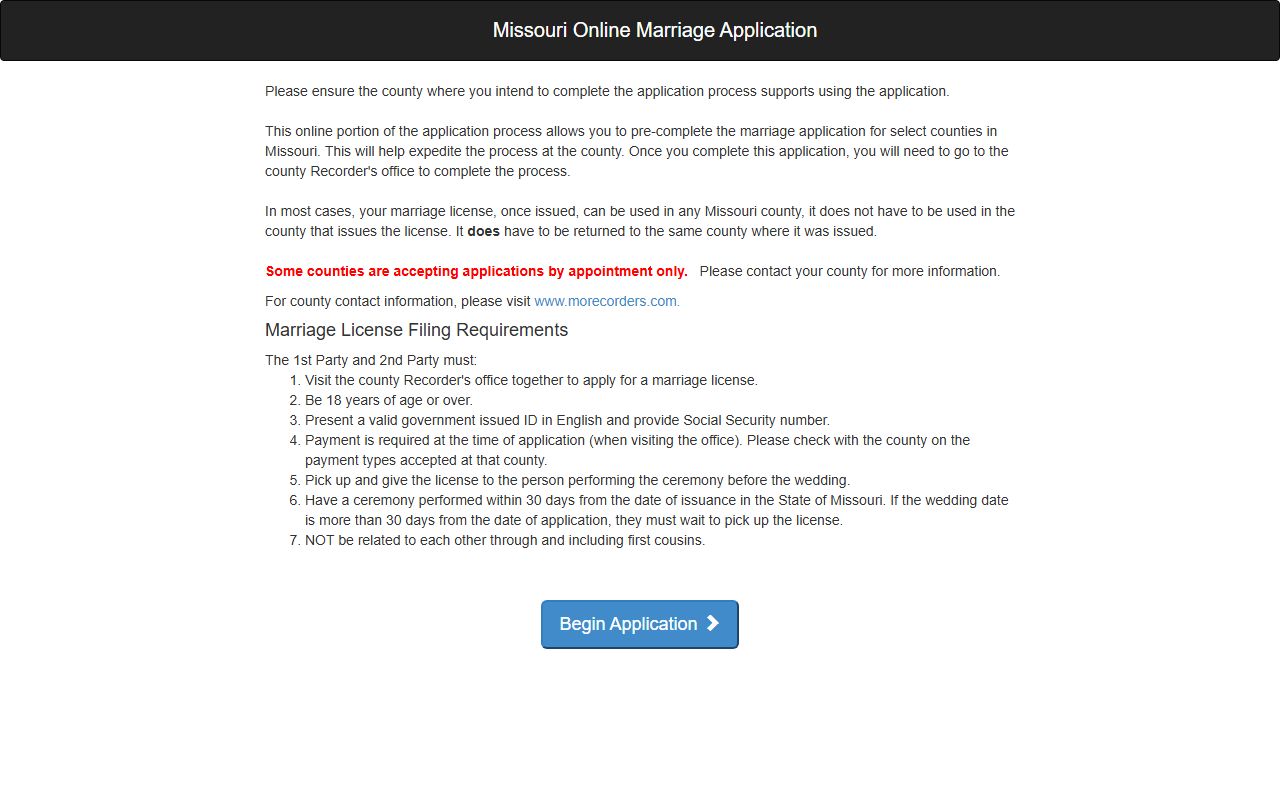 Montgomery County marriage records pre-application portal