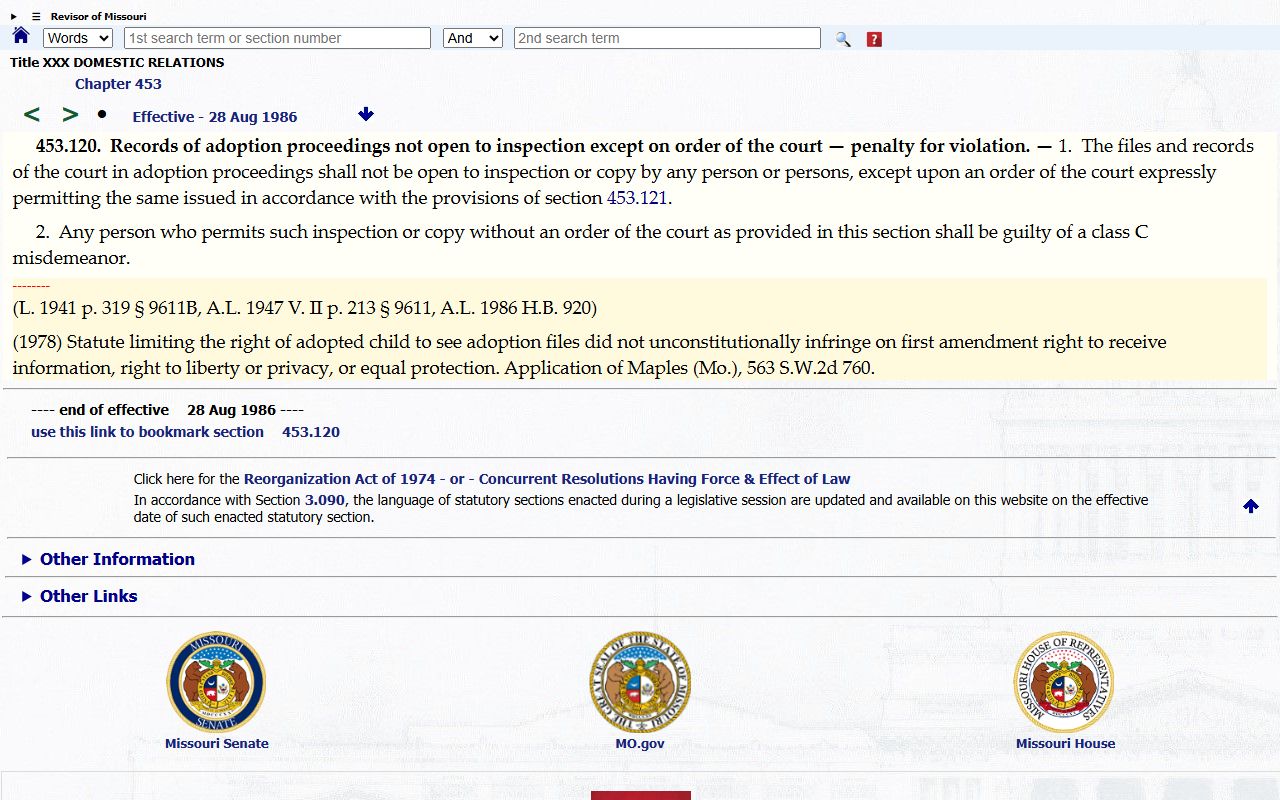 Montgomery County probate records adoption file confidentiality statute