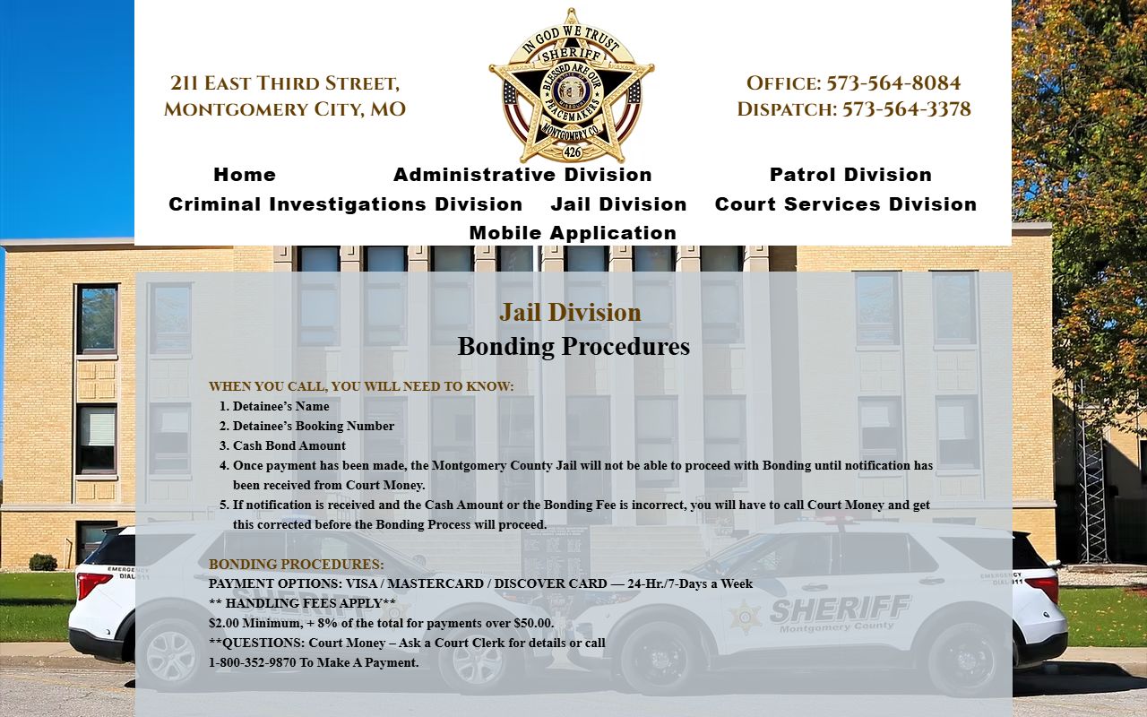 Montgomery County warrant search sheriff bonding procedures